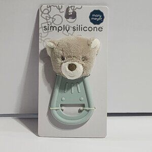 Mary Meyer Simply Silicone Brown TEDDY Bear Blue Teether #26300 5" New